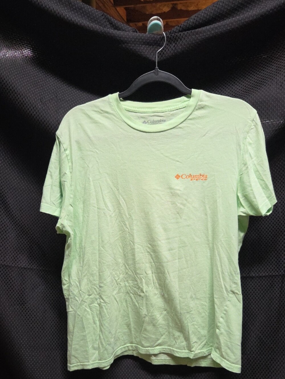 Columbia Light Green Short Sleeve Tee with Orange Logo
